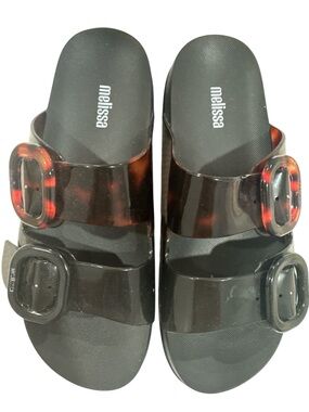 Melissa Black Jelly Slides with Tortoiseshell Buckles